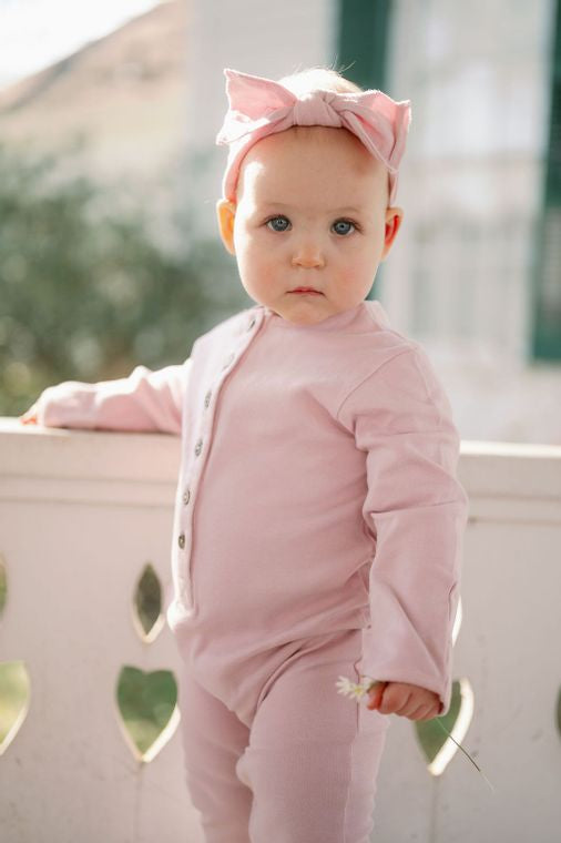 Emma Grace Shoppe- 100% Organic Long sleeve Coverall Mauve