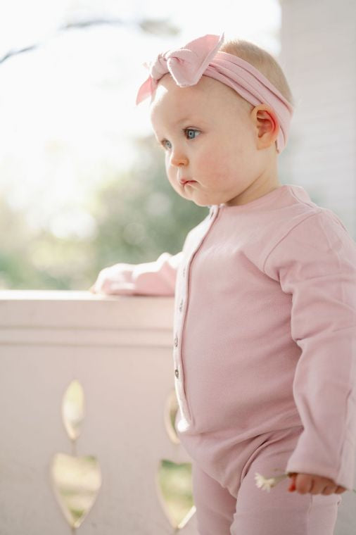 Emma Grace Shoppe- 100% Organic Long sleeve Coverall Mauve