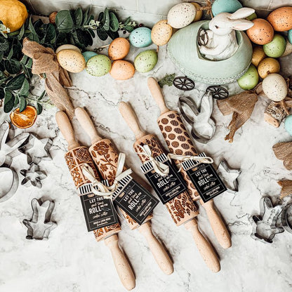 Easter & Spring Embossed Rolling Pin & Cookie Cutter Gift Set, Easter Cookie Baking