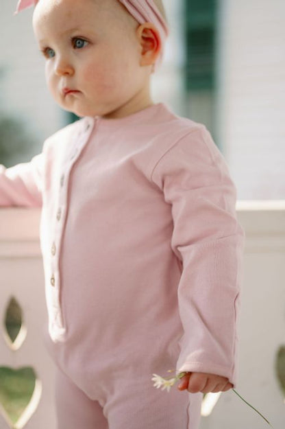 Emma Grace Shoppe- 100% Organic Long sleeve Coverall Mauve